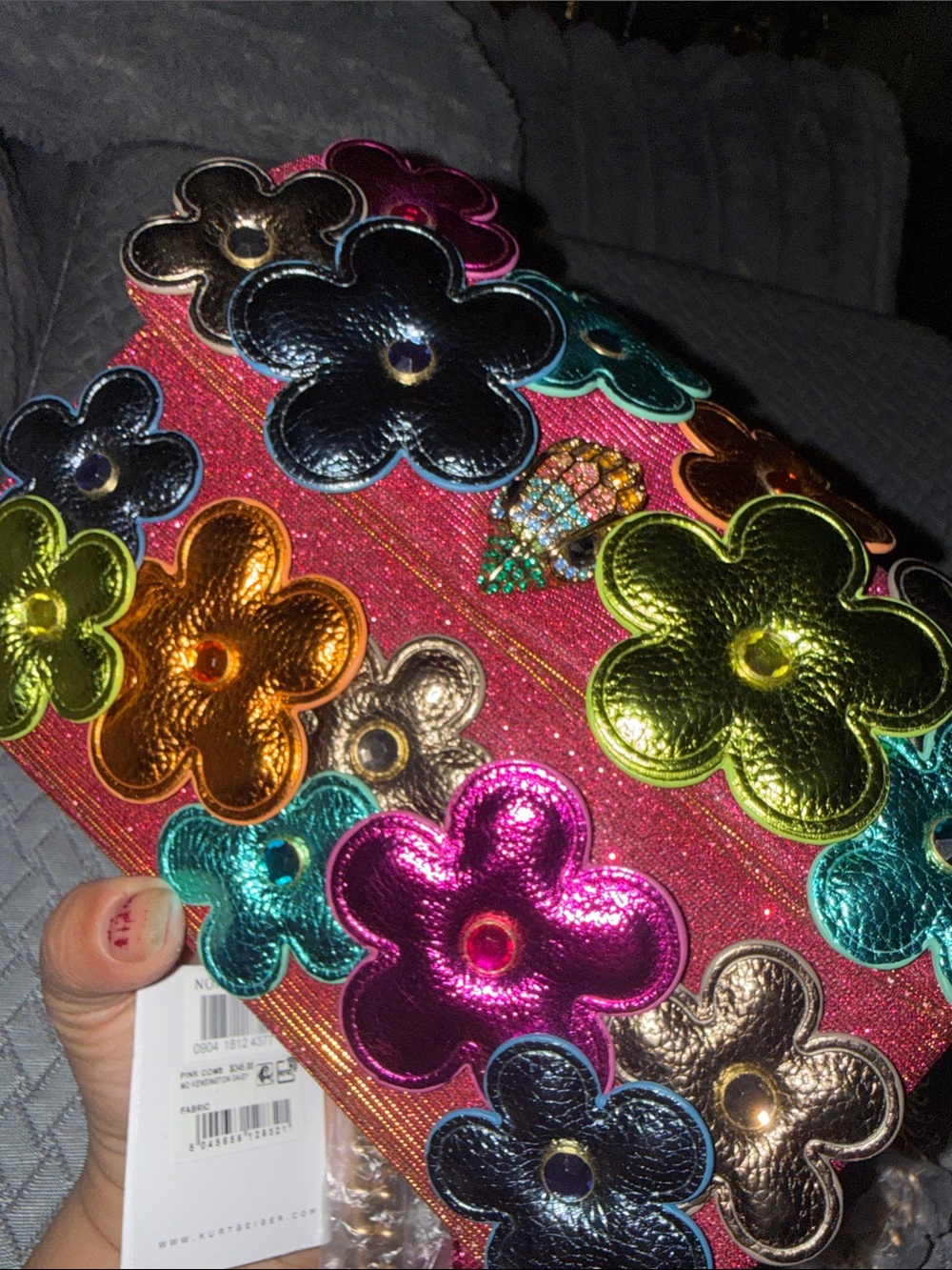 Kurt Gieger Vibrant Multicolor Floral Appliqué Crossbody Bag with eagle brand